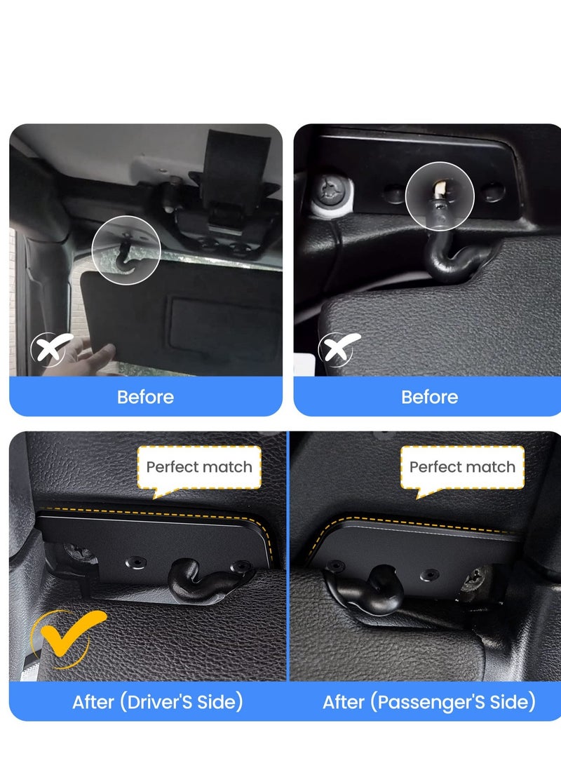 Excefore طقم إصلاح حاجب الشمس لسيارة جيب مكون من قطعتين، طقم إصلاح حاجب الشمس المصنوع من سبائك الألومنيوم، مناسب لملحقات سيارة جيب رانجلر JK 2018/رانجلر 2018-2024/جلاديتور 2020-2024 - Image 2