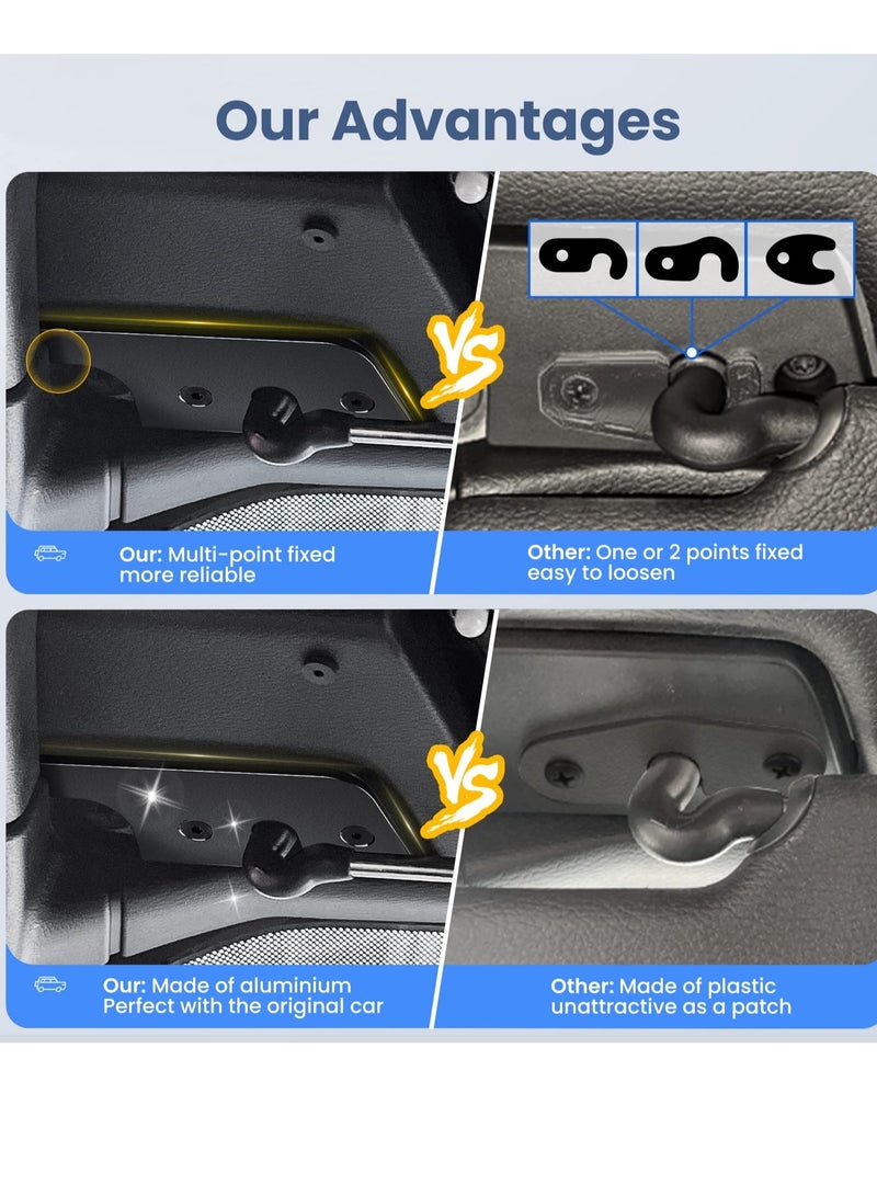 Excefore طقم إصلاح حاجب الشمس لسيارة جيب مكون من قطعتين، طقم إصلاح حاجب الشمس المصنوع من سبائك الألومنيوم، مناسب لملحقات سيارة جيب رانجلر JK 2018/رانجلر 2018-2024/جلاديتور 2020-2024 - Image 4