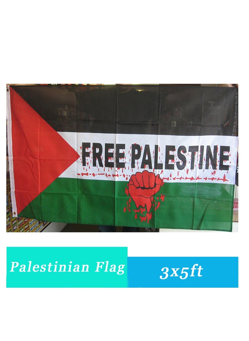 Furtey - Palestine Flag Extra Super Large Size 3x5 Ft Thick Polyester, Fade Resistant , Fine Workmanship and High Gloss , Palestinian National Flags with 3 X 5 Feet , Don't Include Flagstick - Image 1