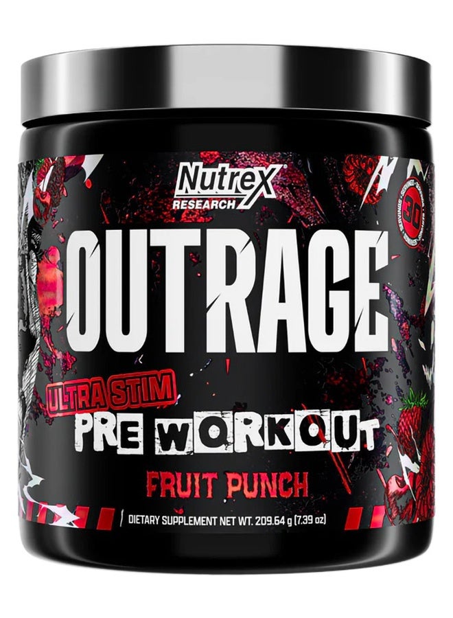Nutrex Research Outrage Ultra Stim Pre-Workout, Energy, Focus & Power, Fruit Punch 30Srv - Image 1
