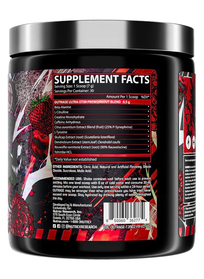 Nutrex Research Outrage Ultra Stim Pre-Workout, Energy, Focus & Power, Fruit Punch 30Srv - Image 3