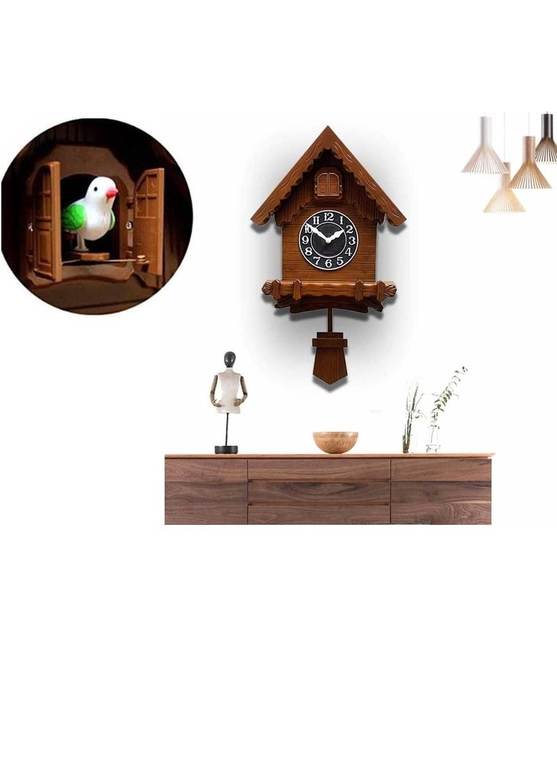 Three Secondz Three Secondz Open And Close Door Cuckoo Bird Analog Wall Clock Without Glass Plastic Clock Full Brown 31W X 52H Cm Pack Of 1 