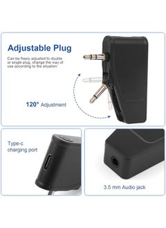 erorex Bluetooth 5.3 Adapter For Wireless Wired Headphones 2 In 1 Airplane Bluetooth Adapter With 3.5Mm Aux Jack Compatible With Airplane Home Tv Gym Boats Car Foldable Single Double Gold Plug  - Image 3