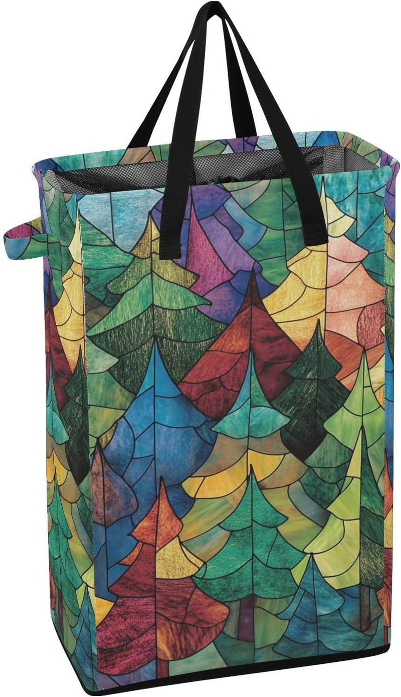 Stained Glass Trees Laundry Hamper with Handles Laundry Baskets Stand up Teen Clothes Hampers for College cesta para la ropa sucia - Image 1