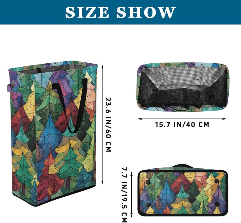 Stained Glass Trees Laundry Hamper with Handles Laundry Baskets Stand up Teen Clothes Hampers for College cesta para la ropa sucia - Image 2