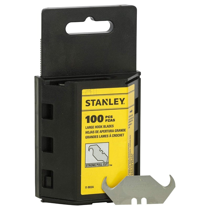 STANLEY 11983A Large Hook Knife Blade 19 mm Black 100 Piece - Image 1