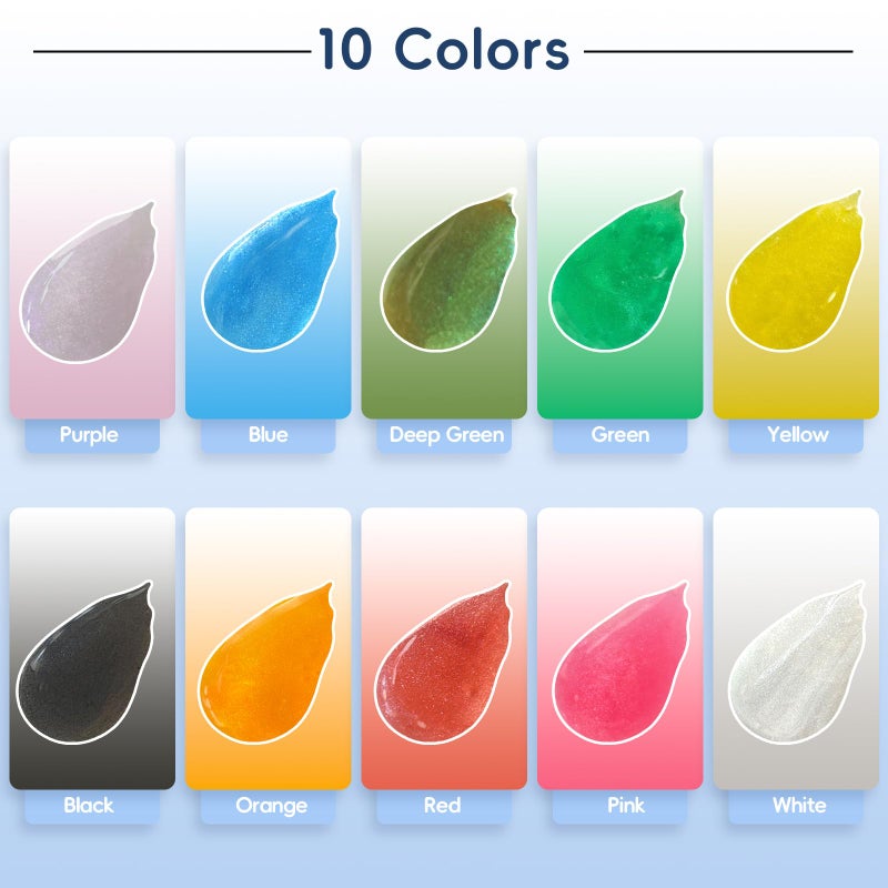 Akisey UV Resin Kit - 10 Colors Colored UV Resin | Hard Glitter Type | Odorless | Low Shrinkage, Vivid Clear Color Resina UV for Jewelry Making, Casting and Coating, Crafts and Decoration - Image 3