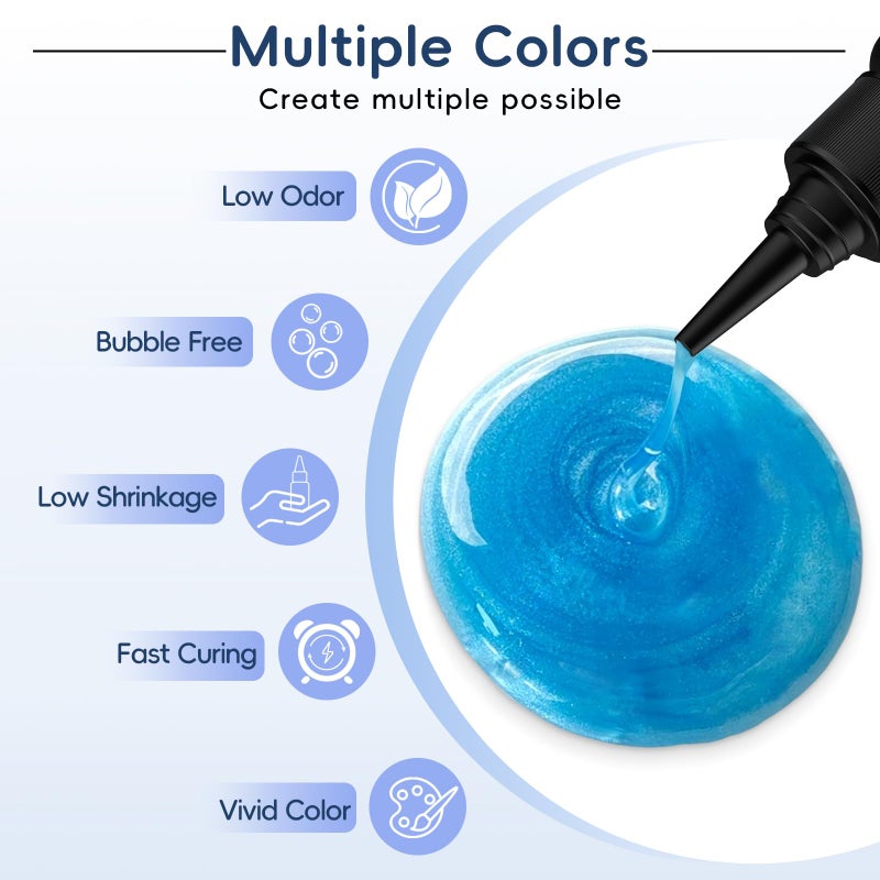 Akisey UV Resin Kit - 10 Colors Colored UV Resin | Hard Glitter Type | Odorless | Low Shrinkage, Vivid Clear Color Resina UV for Jewelry Making, Casting and Coating, Crafts and Decoration - Image 2