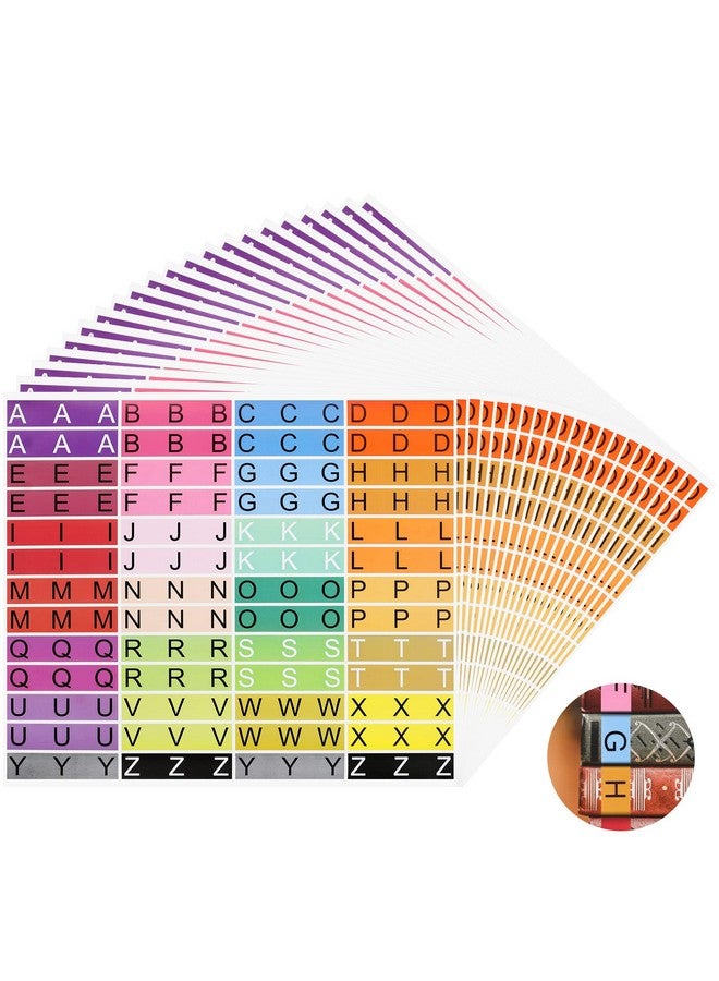 20 Sheets Alphabet Book Spine Labels File Folder Labels File Labels Alphabet Letters Teacher Supplies Stickers For Classroom Book Organization(Mixed Colors)