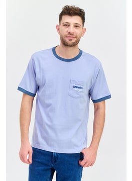 Wrangler Men Crew Neck Short Sleeve Embroidered Logo T-Shirt, Sage Blue  - Image 1