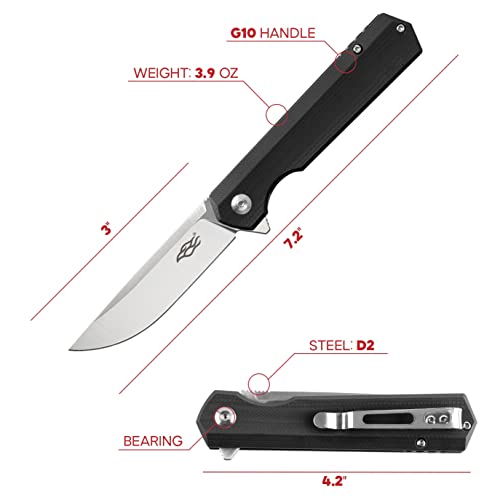 Firebird GANZO FH11S-GB Pocket Folding Knife D2 Steel Blade G10 Anti-Slip Handle with Clip Hunting Fishing Camping Gear Outdoor Folder EDC Pocket Knife (Green) - Image 4