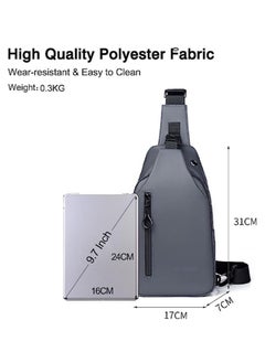 WEIXIER Casual Chest Bag, Ultralight Sling Bag, Business Shoulder Bag with USB Charging Port for Men, Shoulder Bag, Outdoor Sports, Hiking, Cycling, Travel, Waterproof Polyester  - Image 2