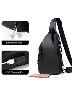 WEIXIER Casual Chest Bag, Ultralight Sling Bag, Business Shoulder Bag with USB Charging Port for Men, Shoulder Bag, Outdoor Sports, Hiking, Cycling, Travel, Waterproof Polyester  - Image 3