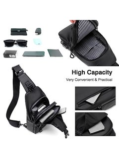 WEIXIER Casual Chest Bag, Ultralight Sling Bag, Business Shoulder Bag with USB Charging Port for Men, Shoulder Bag, Outdoor Sports, Hiking, Cycling, Travel, Waterproof Polyester  - Image 4