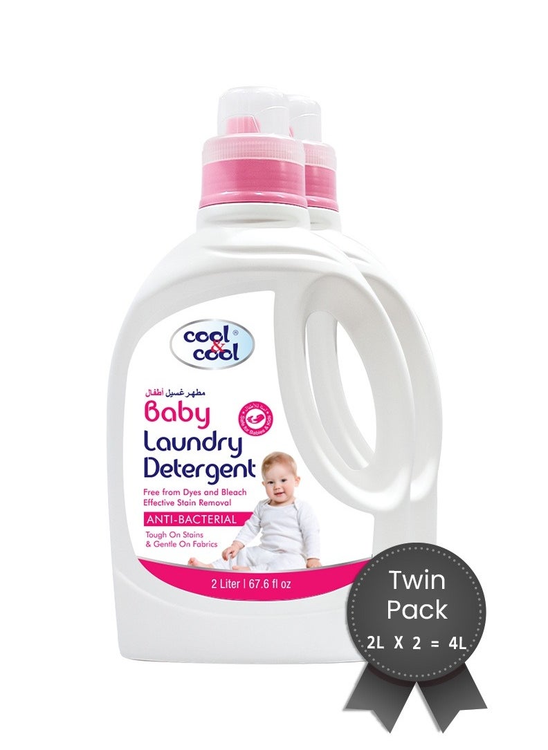 Cool & Cool Cool & Cool Baby Laundry Detergent 2 Liter(Pack of 2) - Gentle, Effective and Thorough Cleaning, Dye Free & Bleach Free,Safe for Babies and Kids - 4 Liters  - Image 1