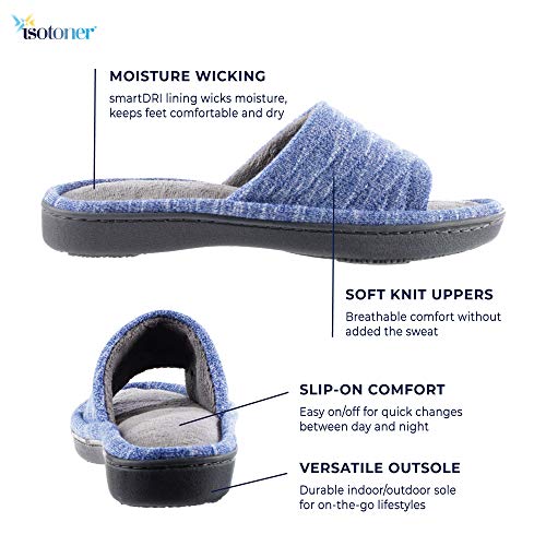 isotoner Women's Indoor/Outdoor Slip-on Space Knit Andrea Slide Slippers , Sapphire, 7-8 - Image 2