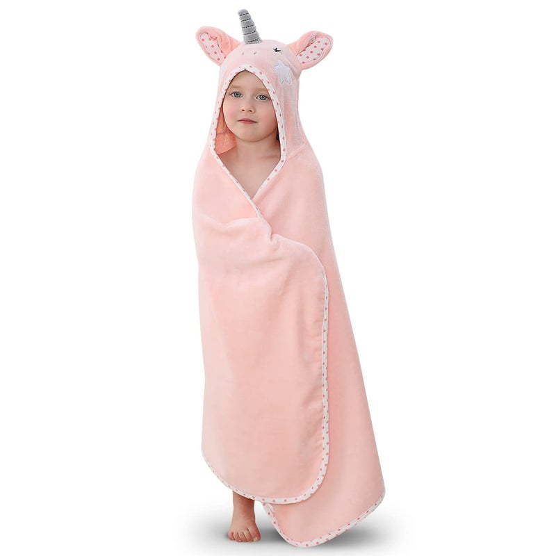 TBEZY Hooded Towel for Kids 100% Cotton Ultra Soft with Unique Animal Design Large for Infants 3-10 Years (Unicorn) - Image 1