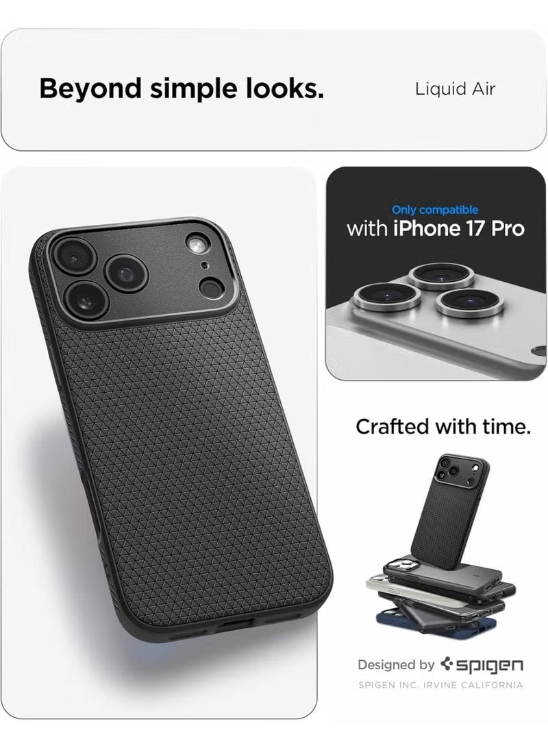 كارنييل غطاء Liquid Air لهاتف iPhone 17 Pro (2025) - غطاء واقٍ رفيع أسود غير لامع | غطاء iPhone 17 Pro خفيف الوزن ومقاوم للصدمات ومضاد للانزلاق | غطاء TPU ناعم ومتين ومقاوم للخدش للاستخدام اليومي - Image 4