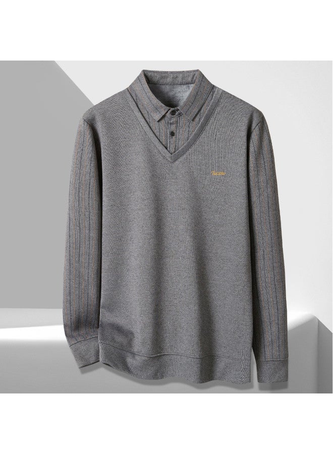 Tucano Men's Knitwear With Fake Two-piece Design  - Mid-autumn & Winter Business Casual Layering Shirt For Middle-aged & Elderly Fathers - Image 2