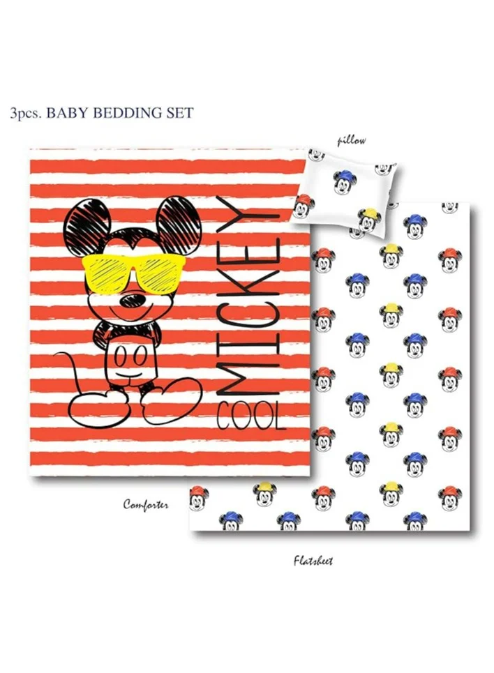 Disney Disney Mickey Mouse Bedding Set For Infants, Boys, 3 Piece 1 Comforter, 1 Bedding Sheet, 1 Pillow, Multi Color, 84X107cm