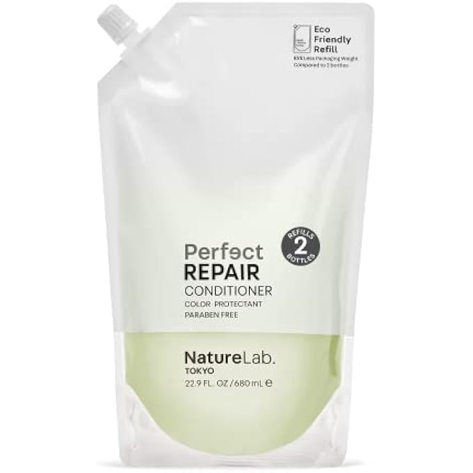 NatureLab. TOKYO NATURELAB.TOKYO PERFECT REPAIR CONDITIONER - LIGHTWEIGHT CONDITIONER FOR DAMAGED, COLOR-TREATED HAIR - PENETRATES ROOTS AND REVITALIZES & RESTORES STRANDS - JAPANESE HAIR CARE - REFILL POUCH, 22.9OZ - Image 1