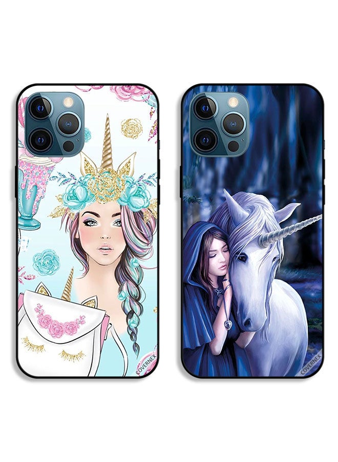 Covernex Two Cases For Apple iPhone 12 Pro Protective Covers Eyelashes On Bag and Unicorn Girl - Image 1