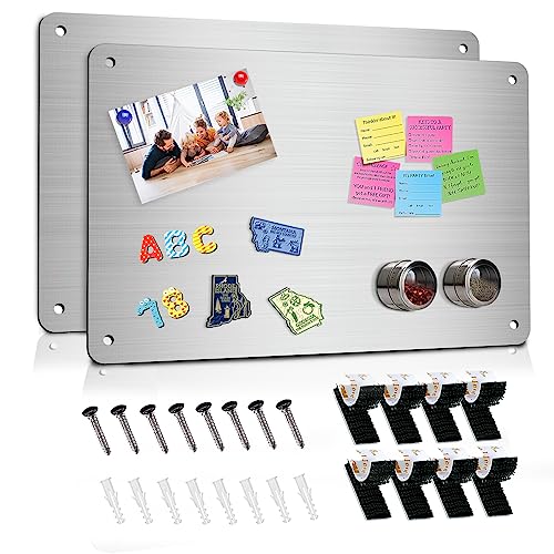 Beclumas 2Pack Magnetic Board 17.5" x 11.4" Magnet Bulletin Board is Suitable for displaying Notes, Photos, Magnetic Letters,Suitable for Walls, refrigerators, cabinets, etc (Silver) - Image 1