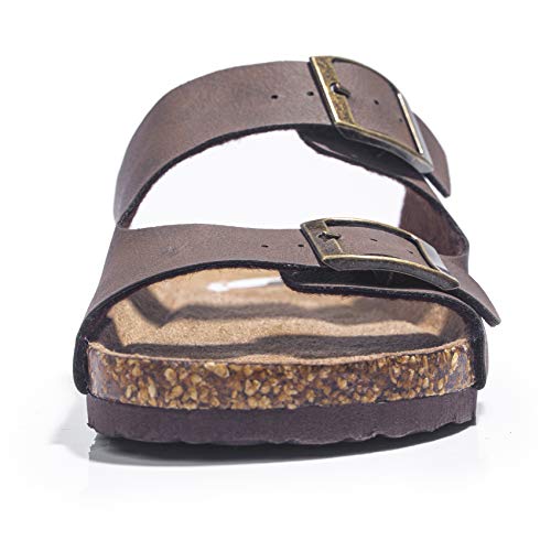 FITORY Boys Slide Sandals, Cork Slipper with Adjustable Straps for Big Kid Brown Size 4 - Image 3