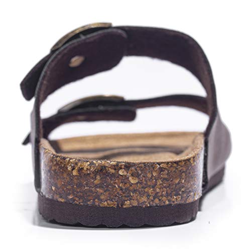 FITORY Boys Slide Sandals, Cork Slipper with Adjustable Straps for Big Kid Brown Size 4 - Image 4