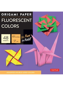Origami Paper - Fluorescent Colors - 6 3/4" - 48 Sheets: Tuttle Origami Paper: Origami Sheets Printed with 6 Different Colors: Instructions for 6 Projects Included  - Image 4