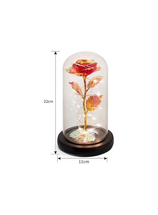 The Bros Childom Birthday Gifts for Women,Rose Flower Gifts for Mom from Daughter,Mothers Day Rose Gifts for Her,Colorful Blue Light Up Rose in Dome,Mom Gifts,Graduation Gifts for Wife Anniversary,Red - Image 2