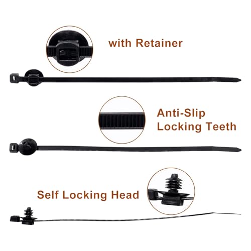 BENLIUDH Fir Tree Nylon Push Mount Cable Zip Ties 8 Inch, Multipurpose Tie Wire Clip Holder Adjustable Self Locking Cable Ties (20 pack) - Image 4