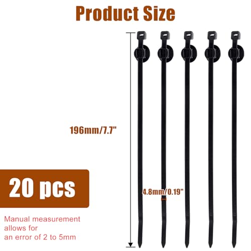 BENLIUDH Fir Tree Nylon Push Mount Cable Zip Ties 8 Inch, Multipurpose Tie Wire Clip Holder Adjustable Self Locking Cable Ties (20 pack) - Image 2