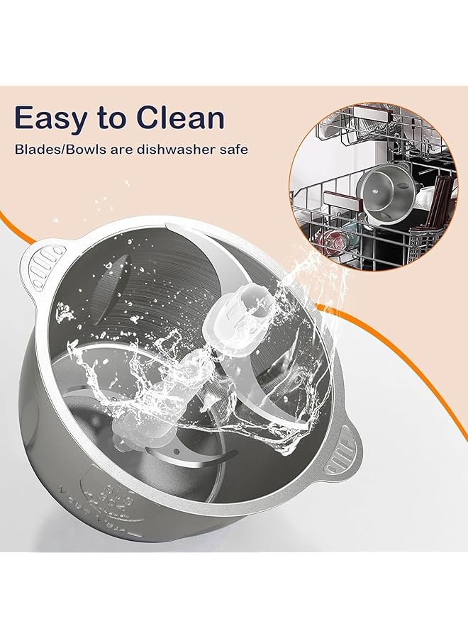 erorex Food Chopper Meat Grinder Electric Meat Grinder 3L With Bi Level Blades With 1 Stainless Steel And Glass Bowls Levels Touch Screen 300W Food Processor Chopping Meat Vegetables Fruits And Nuts  - Image 5