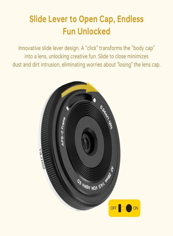 فيلتروكس عدسة VILTROX 28mm F4.5 XF المسطحة، عدسة X-Mount بتركيز تلقائي، عدسة واسعة الزاوية بحجم رقاقة الكاميرا، متوافقة مع كاميرات Fujifilm X-Mount مثل X-A1 و X-A2 و X-A3 و X-A5 و X-H1 و X-T1 و X-T100 و X-PRO1 وغيرها. - Image 5