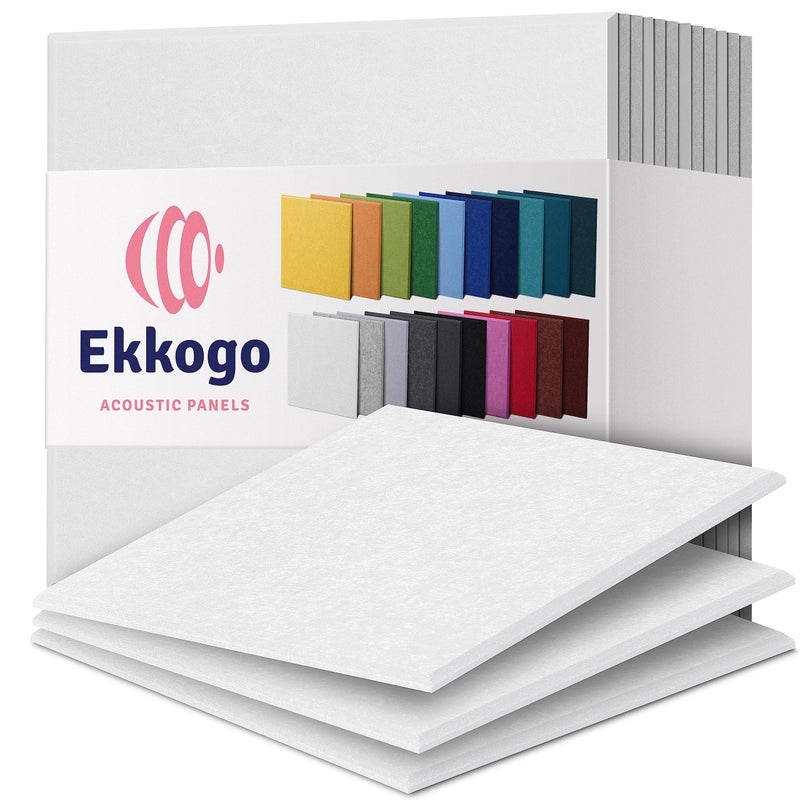 Ekkogo Acoustic Panels 12-Pack Soundproof Wall Panels 12"X12"X0.4" Sound Panels High Density Sound Dampening Panels - [White Square] - Image 1