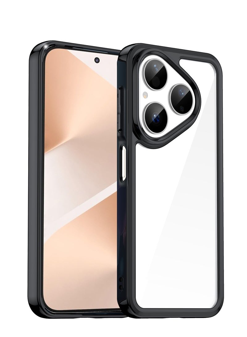 Wtech Huawei Pura 80 5G 2025 Premier Hybrid TPU Silicone with Raised Camera Slim Armour Case Cover (MCAPSA) - Clear/Black - Image 1