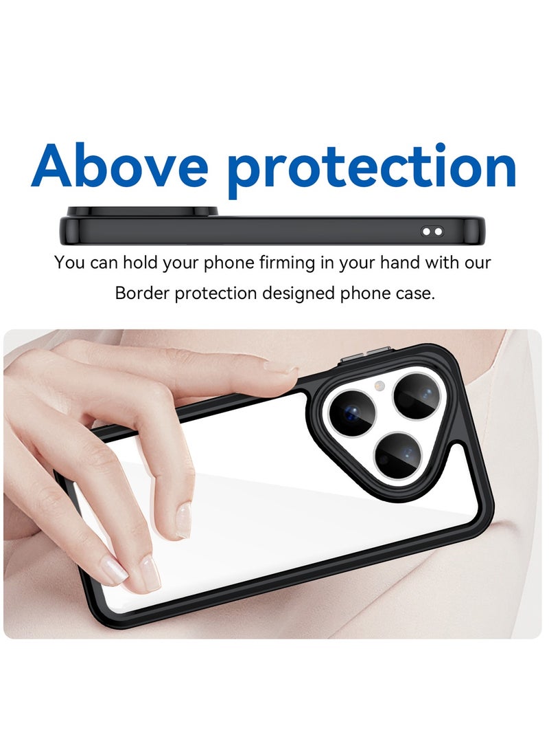 Wtech Huawei Pura 80 5G 2025 Premier Hybrid TPU Silicone with Raised Camera Slim Armour Case Cover (MCAPSA) - Clear/Black - Image 2