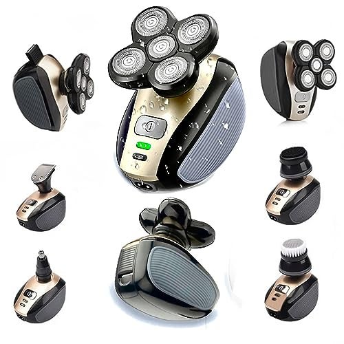 Electric Shaver Bald Head Shaver Head Shavers for Bald Men Electic Razor for Men Waterproof Cordless Trimmer for Nose Ear Face Body Wet Dry Mens Rotary Shavers for Head Shaving Machine 5 in 1 4D