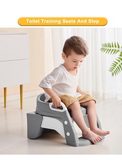 Juud Juud 2 in 1 Foldable Kids Potty Training Seat with Ladder Step Stool Comfortable Non-Slip Kids Toilet Seat for Boys Girls Adjustable 3 Step Toddler Toilet Seat with Handle and Anti-Slip Pads  - Image 3