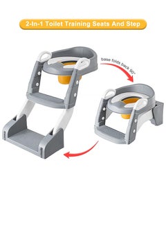 Juud Juud 2 in 1 Foldable Kids Potty Training Seat with Ladder Step Stool Comfortable Non-Slip Kids Toilet Seat for Boys Girls Adjustable 3 Step Toddler Toilet Seat with Handle and Anti-Slip Pads  - Image 4