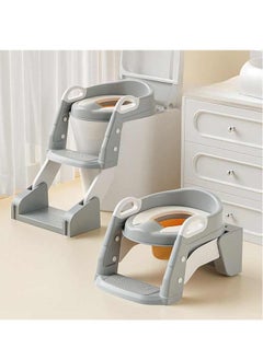 Juud Juud 2 in 1 Foldable Kids Potty Training Seat with Ladder Step Stool Comfortable Non-Slip Kids Toilet Seat for Boys Girls Adjustable 3 Step Toddler Toilet Seat with Handle and Anti-Slip Pads  - Image 2