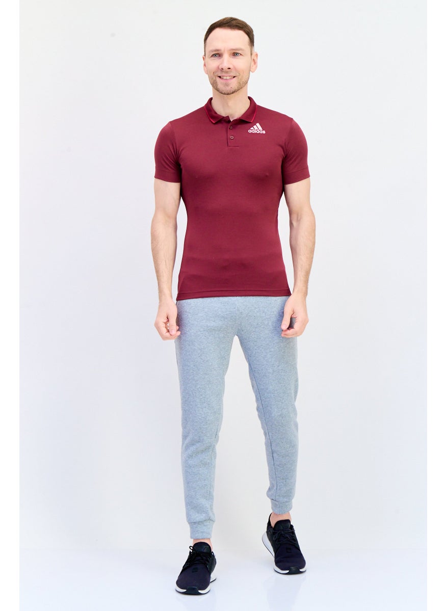 Adidas Men Sportswear Fit Short Sleeves Outdoors Polo Shirt, Maroon  - Image 3