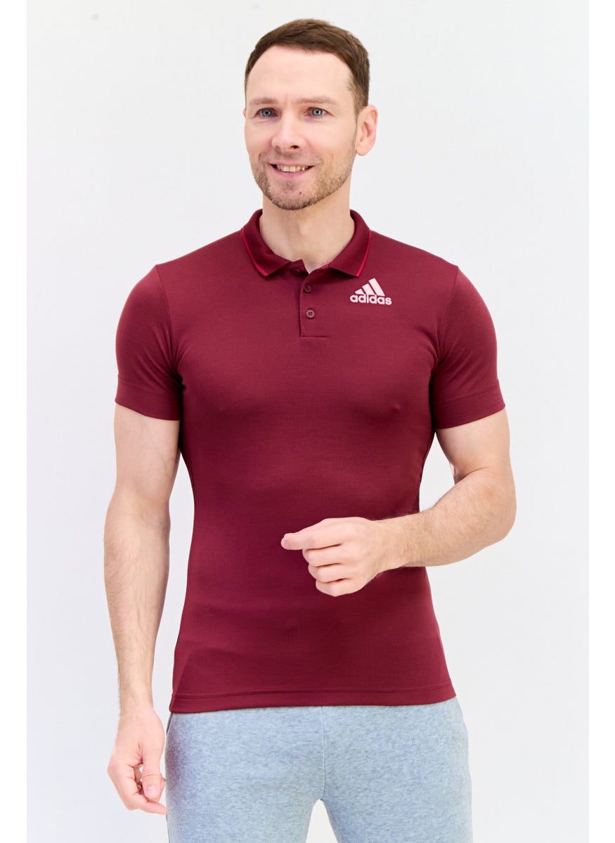 Adidas Men Sportswear Fit Short Sleeves Outdoors Polo Shirt, Maroon  - Image 1