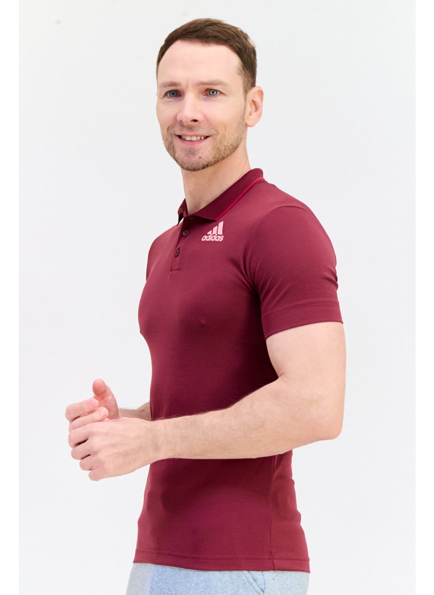 Adidas Men Sportswear Fit Short Sleeves Outdoors Polo Shirt, Maroon  - Image 4
