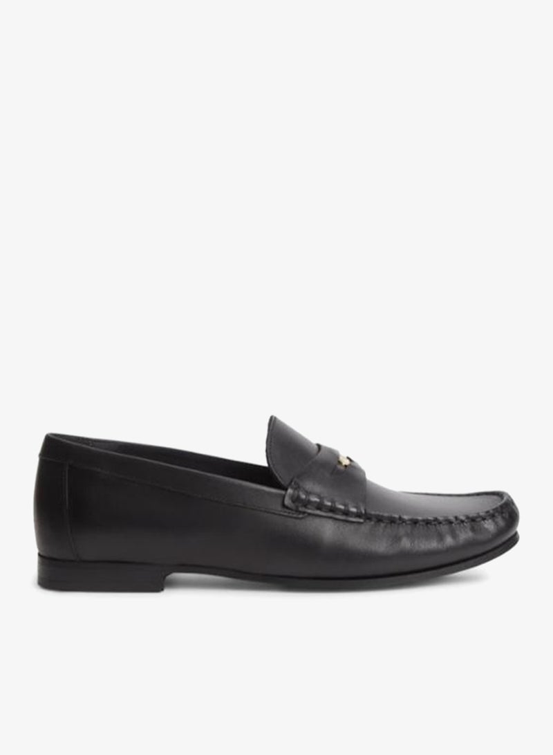 TOMMY HILFIGER Monogram Leather Penny Loafers - Image 1