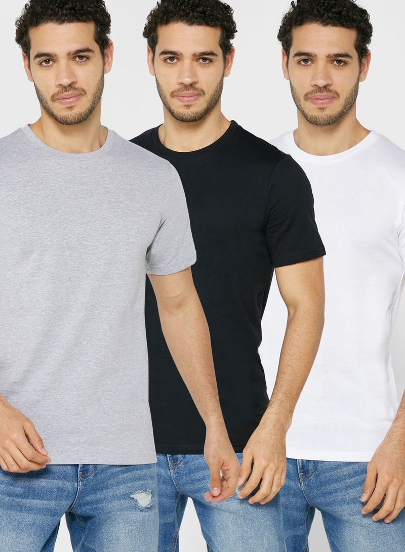 Seventy Five Basics 3 Pack Essential Crew Neck T-Shirts - Image 1