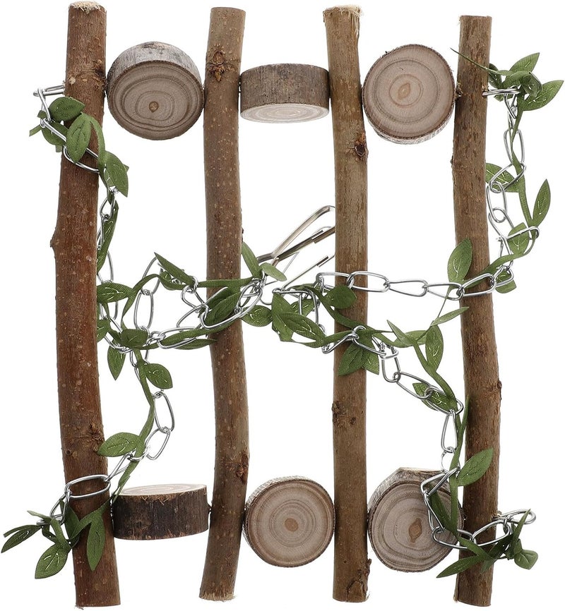Parrot Hanging and Wooden Swing Ladder Climbing Playstand for Birds Cage Accessory, Natural Wood Perch Suitable for Parrots and Small Birds Indoor Activity - Image 1