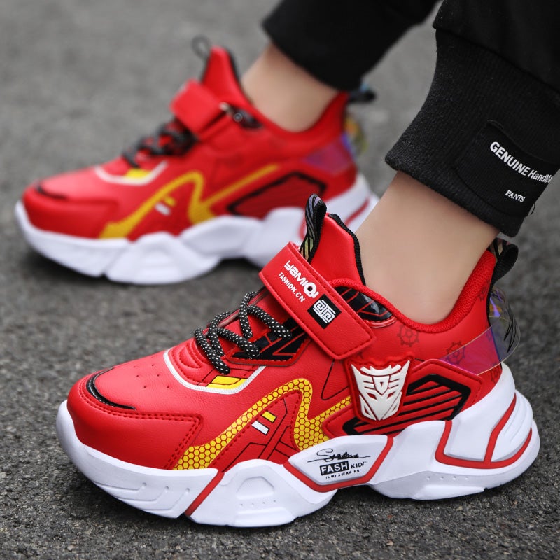 Boys' Shoes Boys' Leather Children'S Sports Shoes Boys' New Red Children'S Shoes Mesh Mesh Shoes - Image 3