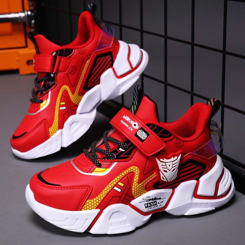 Boys' Shoes Boys' Leather Children'S Sports Shoes Boys' New Red Children'S Shoes Mesh Mesh Shoes - Image 2